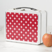 Witte polka kruist op rood (In situ)