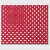 Witte polka kruist op rood cadeaupapier (Vlak)