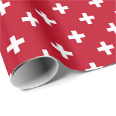 Witte polka kruist op rood cadeaupapier (Rol Hoek)