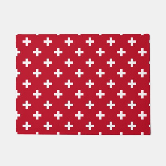 Witte polka kruist op rood deurmat (Voorkant)