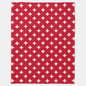 Witte polka kruist op rood fleece deken (Voorkant)