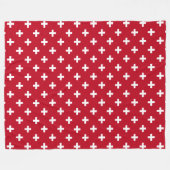 Witte polka kruist op rood fleece deken (Voorkant (Horizontaal))