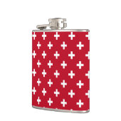 Witte polka kruist op rood heupfles (Links)