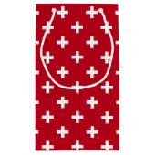 Witte polka kruist op rood klein cadeauzakje (Achterkant)