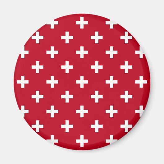 Witte polka kruist op rood magneet (Voorkant)