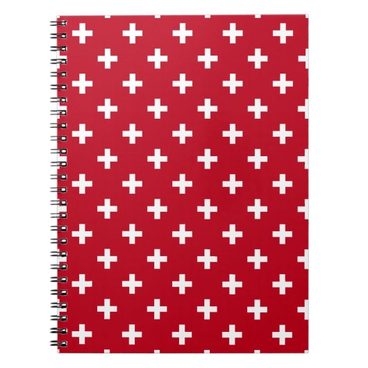 Witte polka kruist op rood notitieboek (Voorkant)