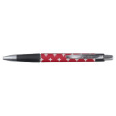 Witte polka kruist op rood pen (Achterkant)