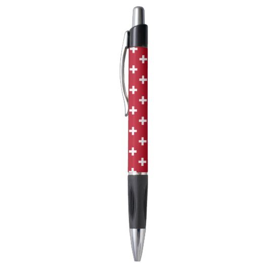 Witte polka kruist op rood pen (Top (Verticaal))