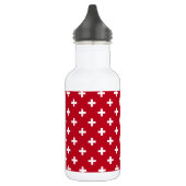 Witte polka kruist op rood waterfles  (Links)