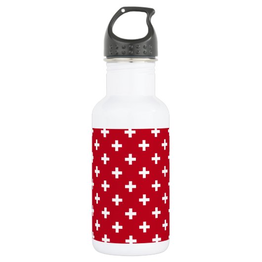 Witte polka kruist op rood waterfles  (Voorkant)