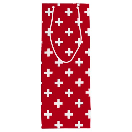 Witte polka kruist op rood wijn cadeautas (Achterkant)