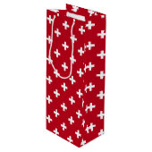 Witte polka kruist op rood wijn cadeautas (Voorkant Gekanteld)