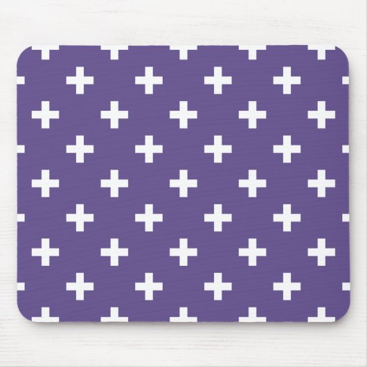 Witte polka kruist op ultraviolet muismat (Voorkant)