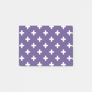 Witte polka kruist op ultraviolet post-it® notes