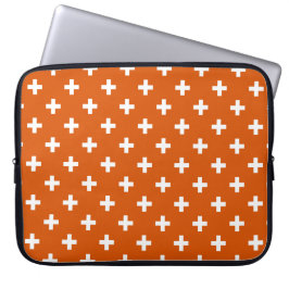 Witte polka kruist op verbrand sinaasappel laptop sleeve