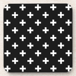 Witte polka kruist zwart bier onderzetter