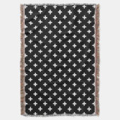 Witte polka kruist zwart deken (Voorkant Verticaal)