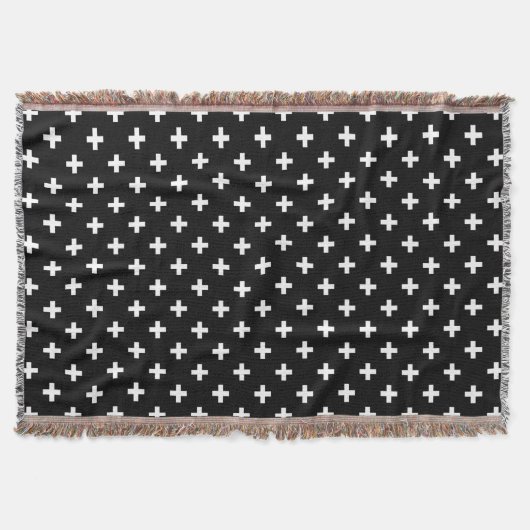 Witte polka kruist zwart deken (Voorkant)