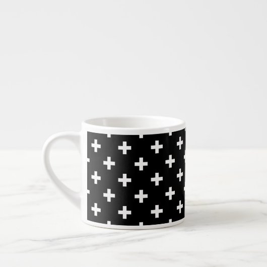 Witte polka kruist zwart espresso kop (Links)