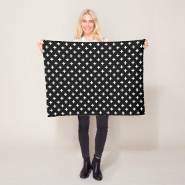 Witte polka kruist zwart fleece deken