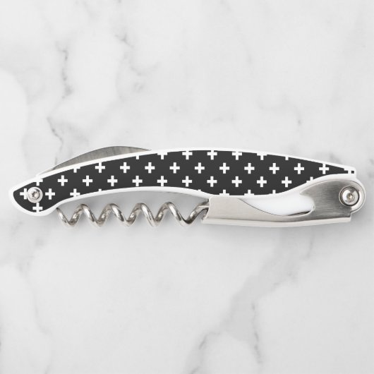 Witte polka kruist zwart kurkentrekker (Achterkant)