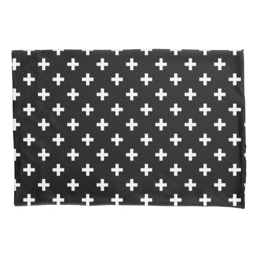 Witte polka kruist zwart kussensloop (Voorkant)