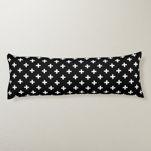 Witte polka kruist zwart lichaamskussen (Achterkant)