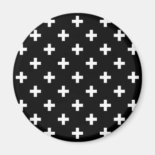 Witte polka kruist zwart magneet
