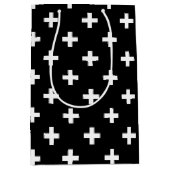 Witte polka kruist zwart medium cadeauzakje (Voorkant)