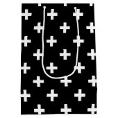 Witte polka kruist zwart medium cadeauzakje (Achterkant)