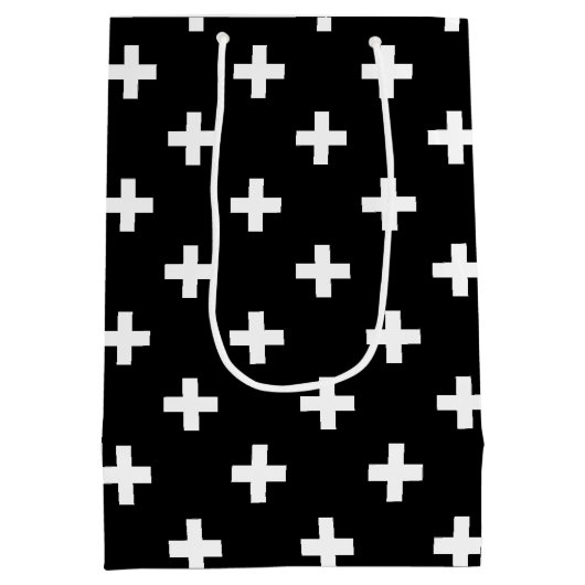 Witte polka kruist zwart medium cadeauzakje (Achterkant)