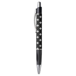 Witte polka kruist zwart pen