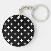 Witte polka kruist zwart sleutelhanger (Achterkant)