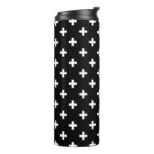 Witte polka kruist zwart thermosbeker (Gedraaid links)