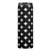Witte polka kruist zwart thermosbeker (Achterkant)