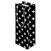 Witte polka kruist zwart wijn cadeautas (Achterkant Gekanteld)