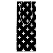 Witte polka kruist zwart wijn cadeautas (Achterkant)