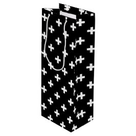 Witte polka kruist zwart wijn cadeautas