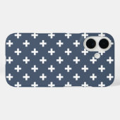 Witte polka-kruizen op blauw-grijs Case-Mate iPhone case (Achterkant (horizontaal))