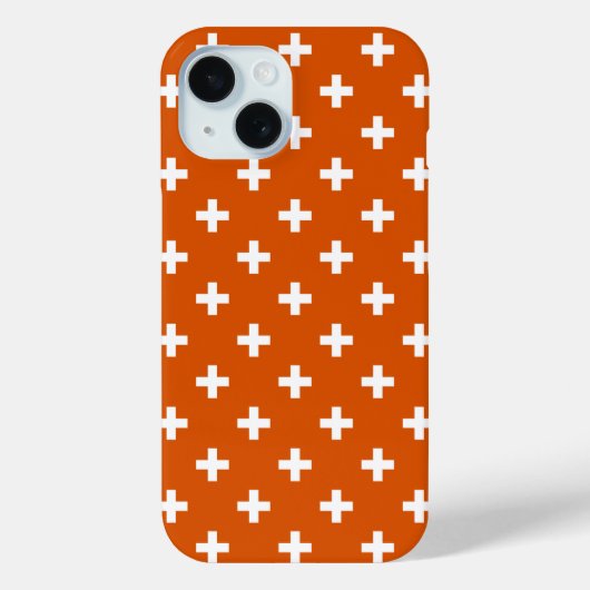 Witte polka-kruizen op verbrande oranje Case-Mate iPhone case (Achterkant)