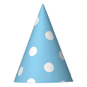 Witte polka op blauwe feesthoed feesthoedjes