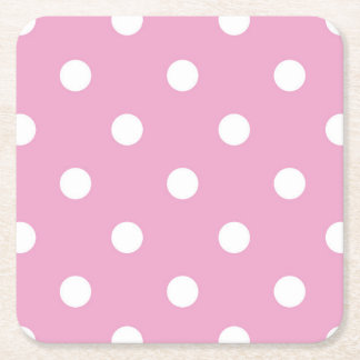 Witte polka op roze kartonnen onderzetters