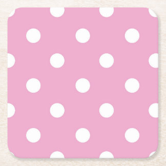 Witte polka op roze kartonnen onderzetters