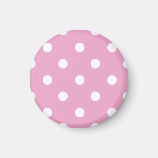 Witte polka op roze magneet (Voorkant)