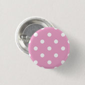Witte polka op roze ronde button 3,2 cm (Voorkant /achterkant)