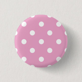 Witte polka op roze ronde button 3,2 cm