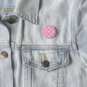 Witte polka op roze ronde button 3,2 cm (In situ)