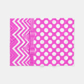 Witte polka punt en chevron en roze lint fleece deken (Voorkant (Horizontaal))