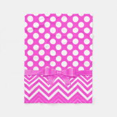 Witte polka punt en chevron en roze lint fleece deken (Voorkant)