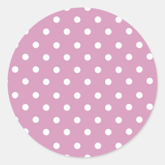 witte polka punt op roze achtergrond ronde sticker (Voorkant)